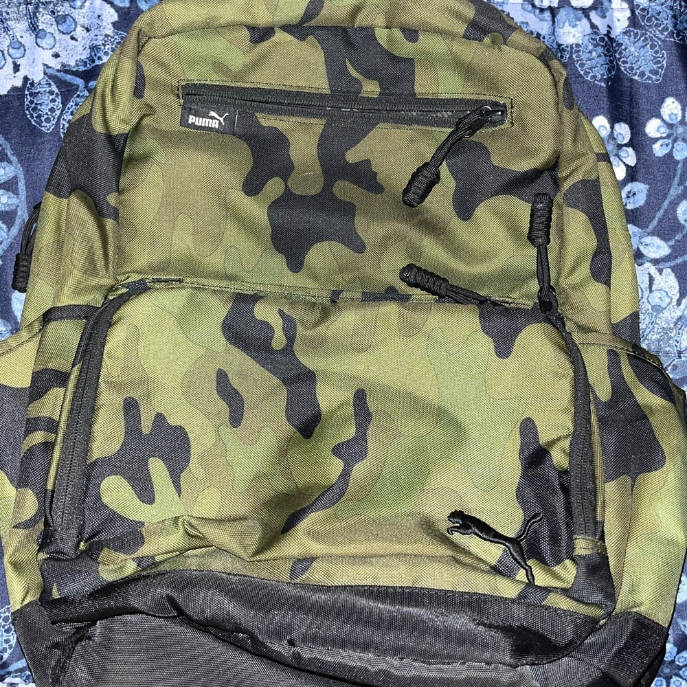 Puma Green and Black Camouflage Backpack
